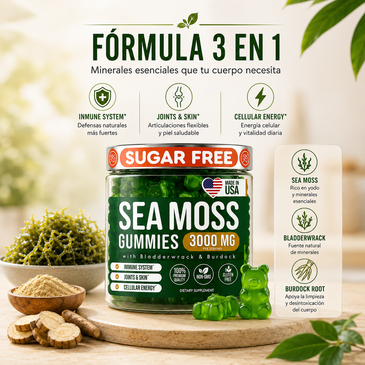 Gomitas de Sea Moss 3000 mg – Con Bladderwrack y Burdock