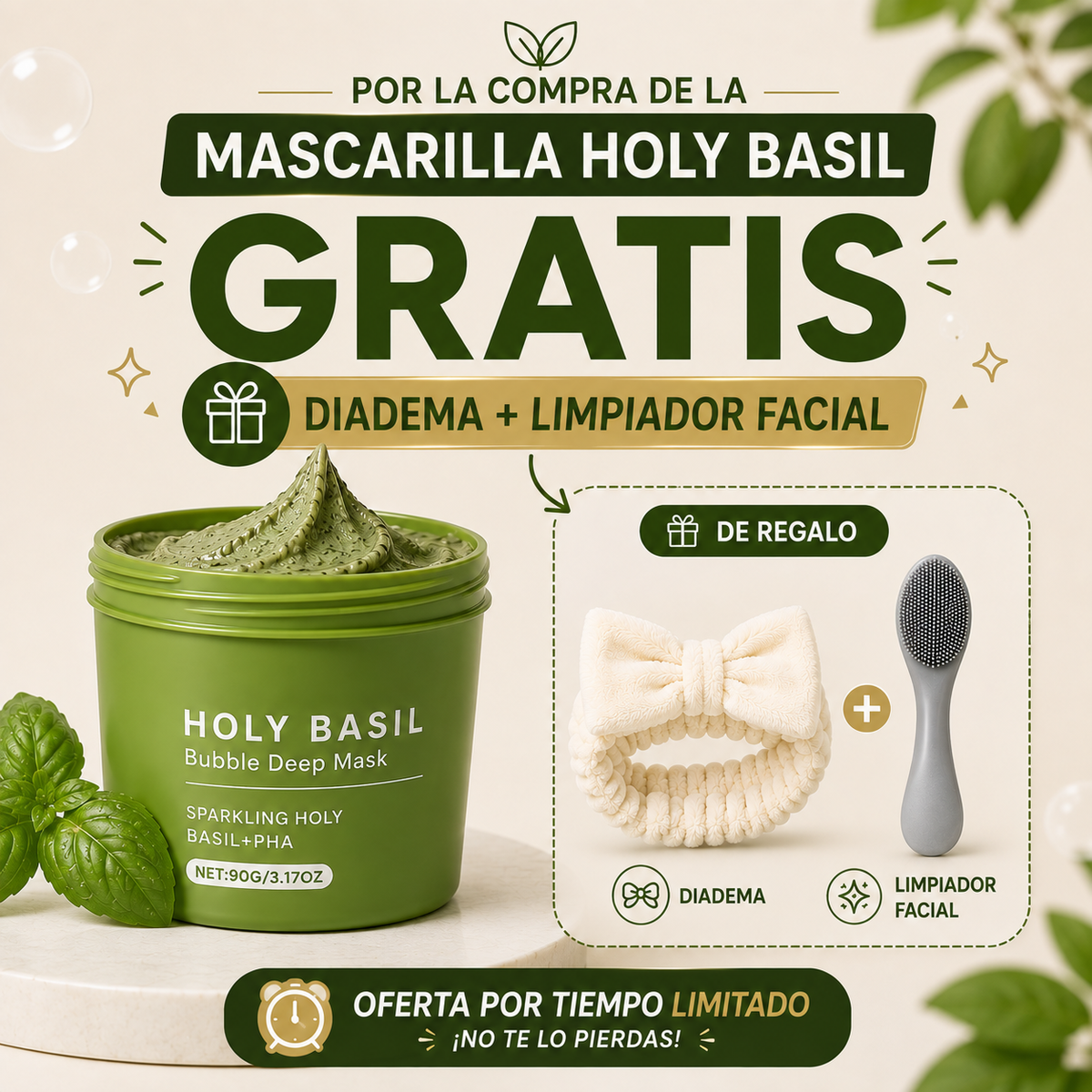 Mascarilla Facial Burbujas de Albahaca