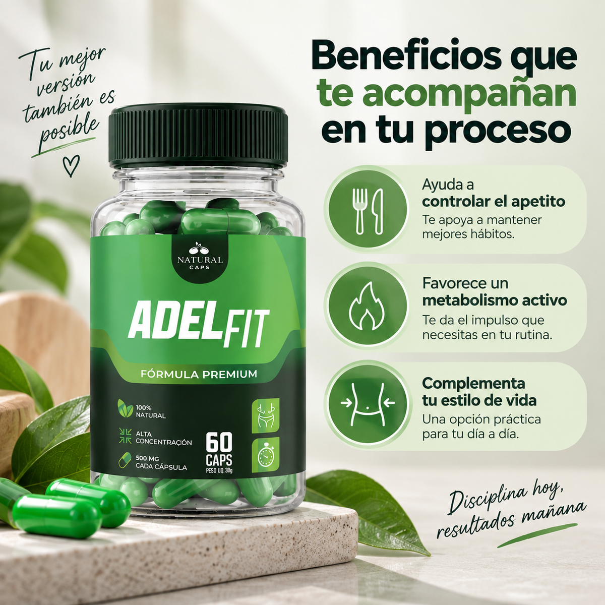 ADEL-FIT – Cápsulas para Control de Peso, Apetito y Metabolismo | 60 Cápsulas