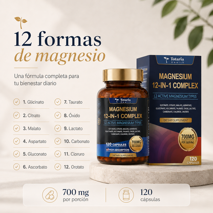 Magnesio 12 en 1 – 12 Formas en una Sola Fórmula