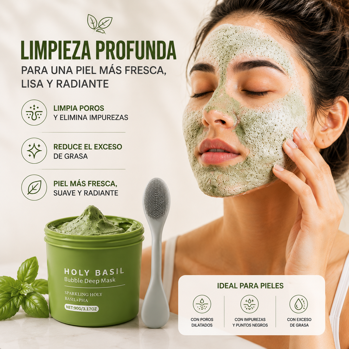 Mascarilla Facial Burbujas de Albahaca