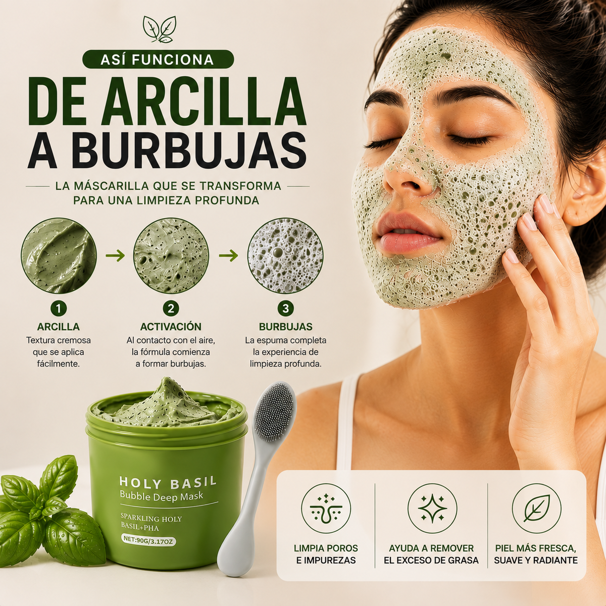 Mascarilla Facial Burbujas de Albahaca