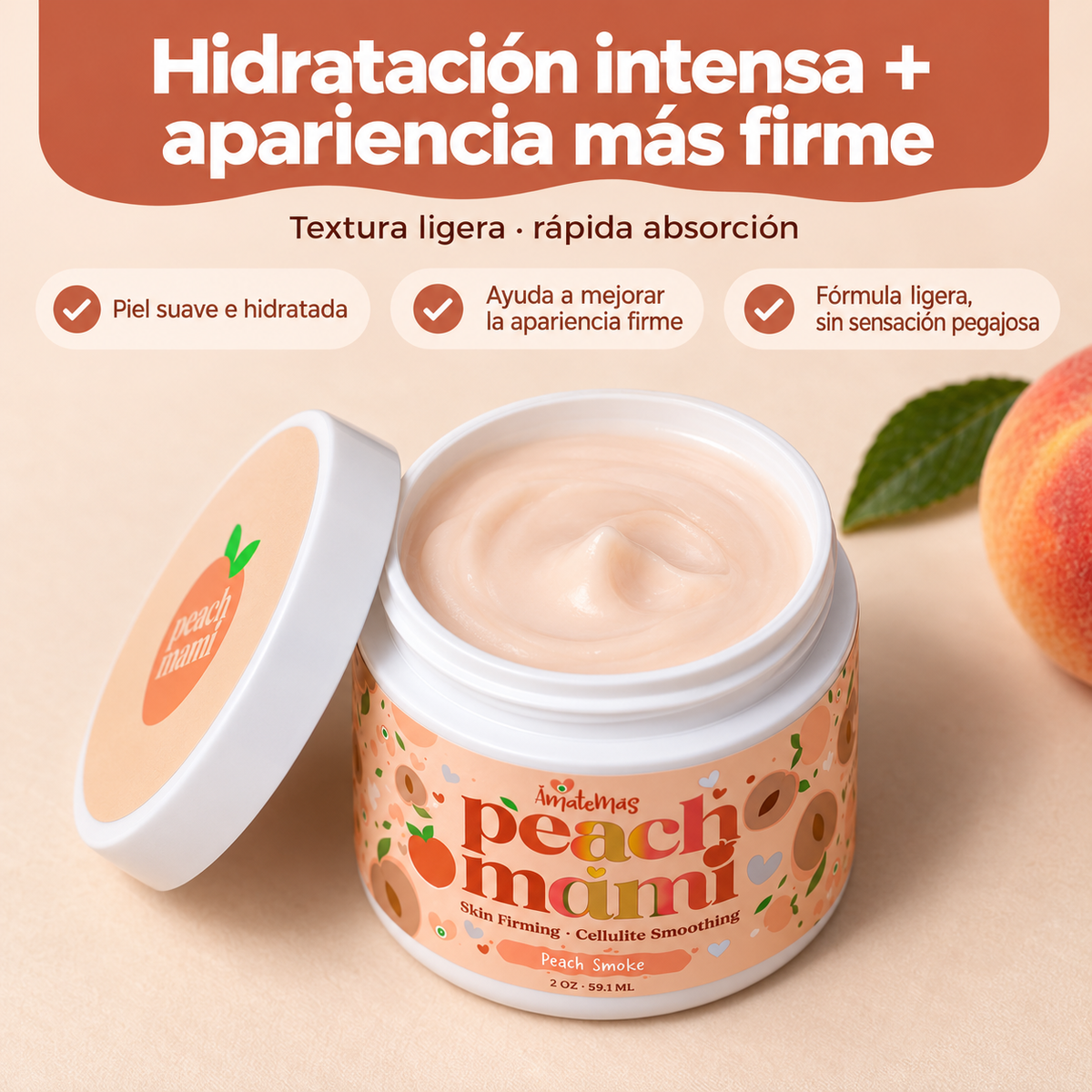 Peach Mami 🍑 Crema Reafirmante y Suavizante para la Piel