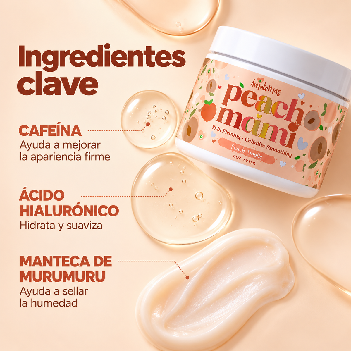 Peach Mami 🍑 Crema Reafirmante y Suavizante para la Piel